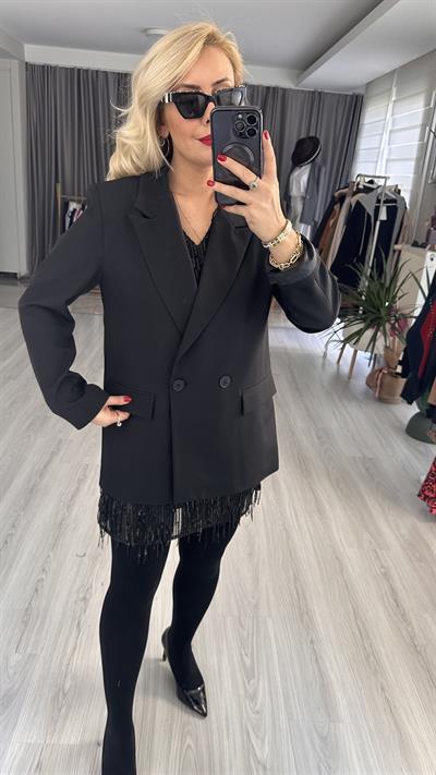 KRUVAZE BLAZER SİYAH CEKET