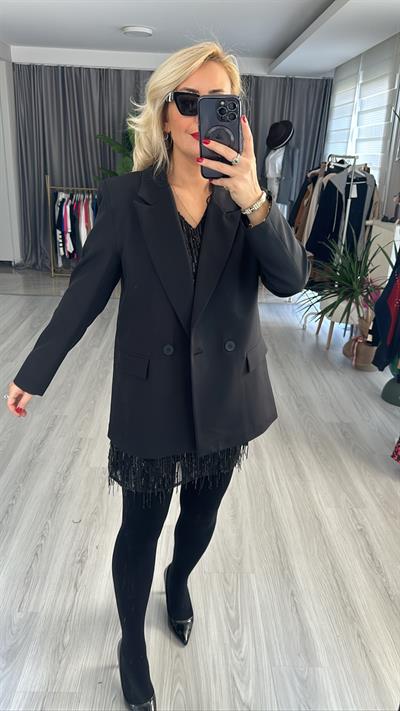 KRUVAZE BLAZER SİYAH CEKET