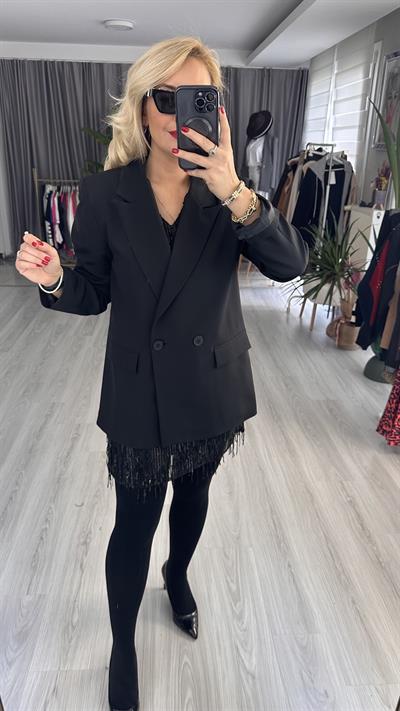KRUVAZE BLAZER SİYAH CEKET