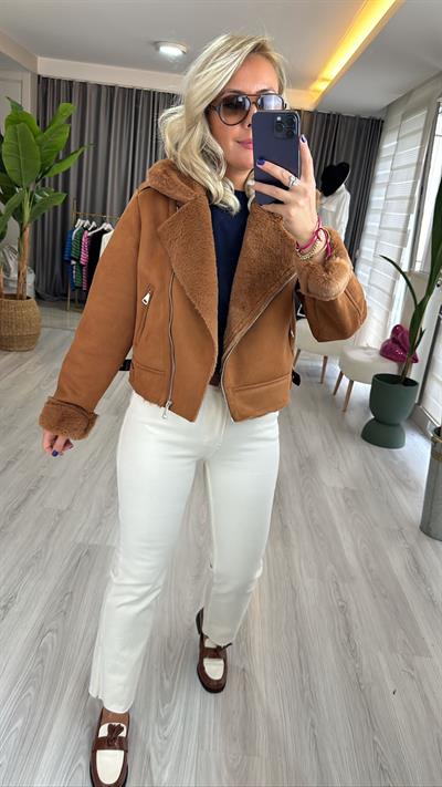 Kürk Astarlı Taba Nubuk mont