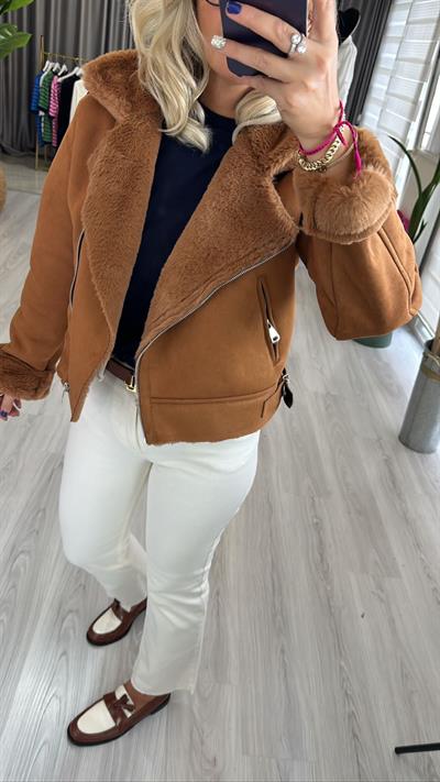 Kürk Astarlı Taba Nubuk mont