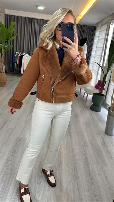 Kürk Astarlı Taba Nubuk mont