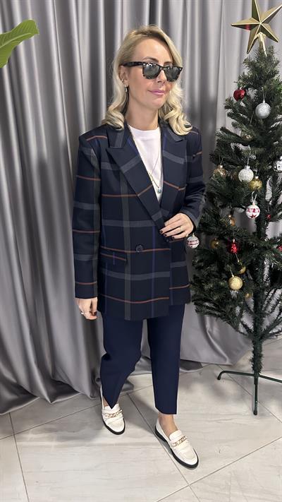 LACİVERT EKOSELİ BLAZER CEKET