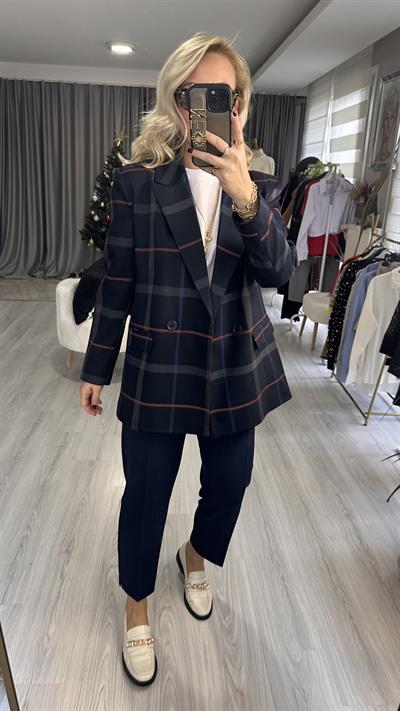 LACİVERT EKOSELİ BLAZER CEKET