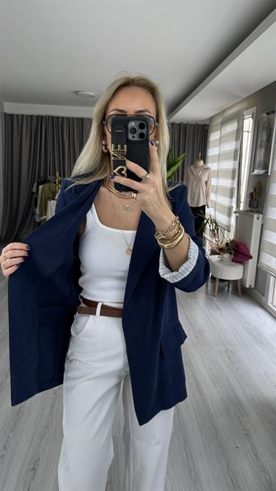 LACİVERT TENCEL BLAZER CEKET
