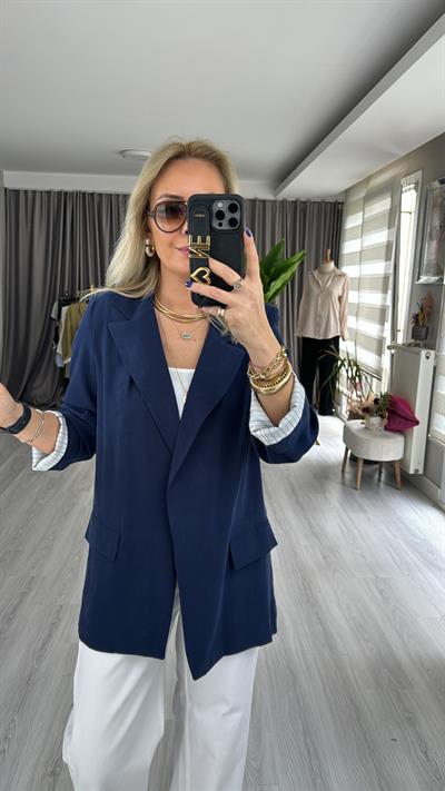 LACİVERT TENCEL BLAZER CEKET