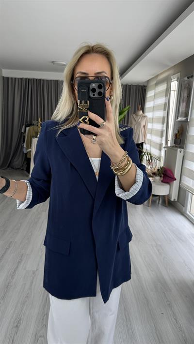 LACİVERT TENCEL BLAZER CEKET