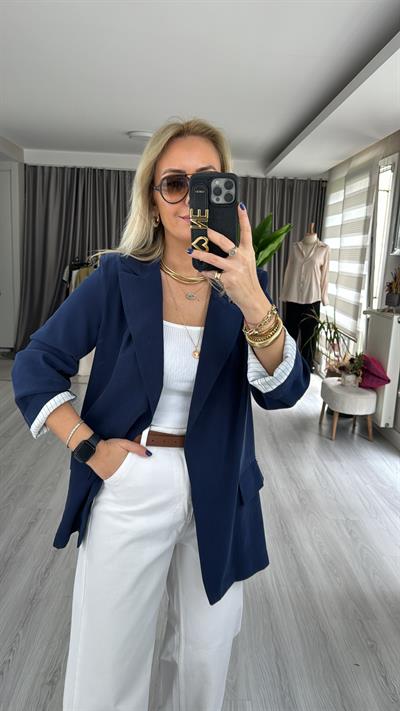 LACİVERT TENCEL BLAZER CEKET