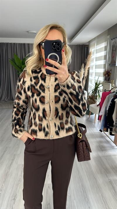 LEOPAR DESEN HIRKA BEJ/SİYAH 