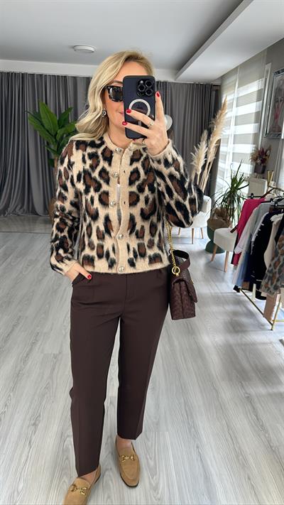 LEOPAR DESEN HIRKA BEJ/SİYAH 