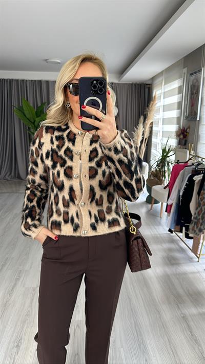 LEOPAR DESEN HIRKA BEJ/SİYAH 