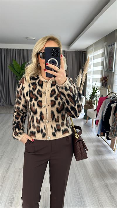 LEOPAR DESEN HIRKA BEJ/SİYAH 