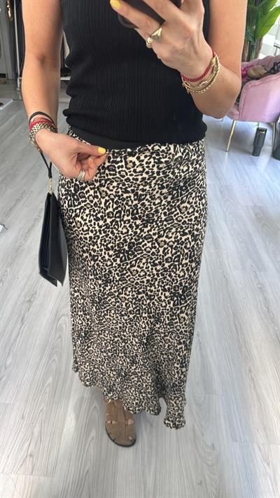 Leopar Desen Saten Etek