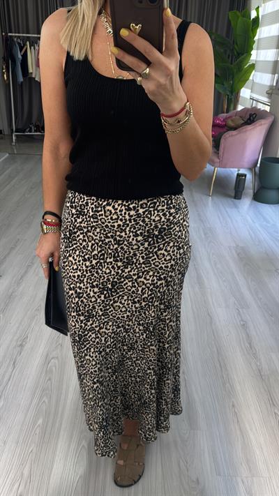 Leopar Desen Saten Etek