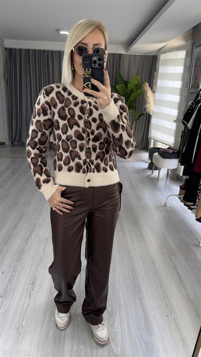 Leopar Desen, Yumuşacık Triko Hırka