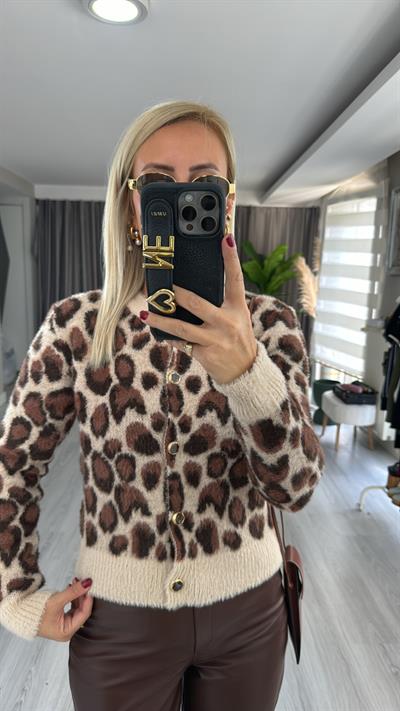 Leopar Desen, Yumuşacık Triko Hırka