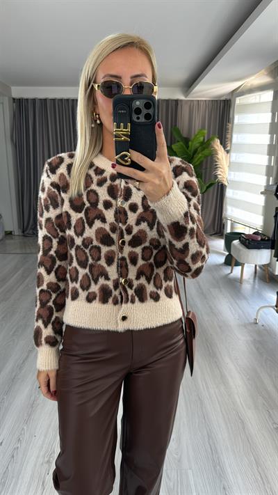 Leopar Desen, Yumuşacık Triko Hırka