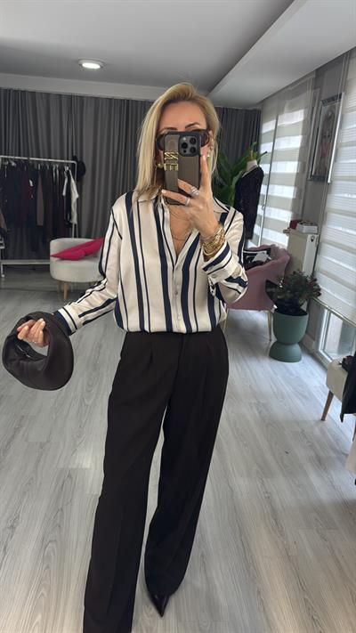 Likralı Acı Kahve Palazzo Pantolon