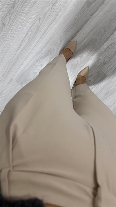 LİKRALI KREP BEJ HAVUÇ PANTOLON