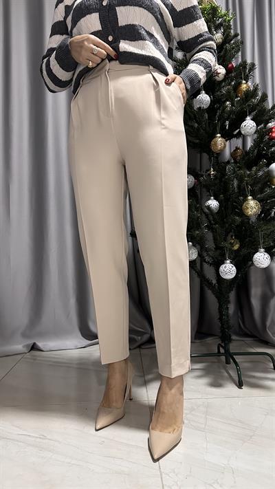 LİKRALI KREP BEJ HAVUÇ PANTOLON