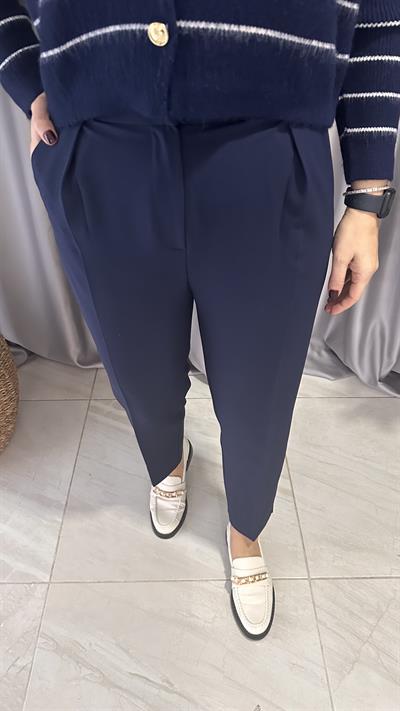 LİKRALI KREP LACİVERT HAVUÇ PANTOLON