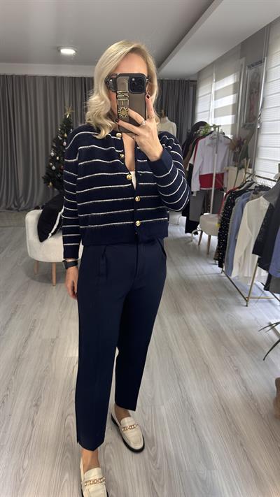 LİKRALI KREP LACİVERT HAVUÇ PANTOLON