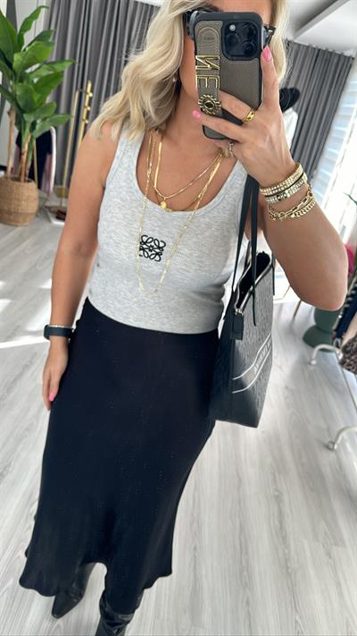 MARKA LOGOLU FİTİLLİ GRİ ATLET