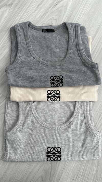 MARKA LOGOLU FİTİLLİ FÜME ATLET