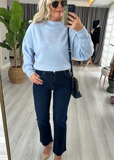 Mavi Dik Yaka Basic Kazak