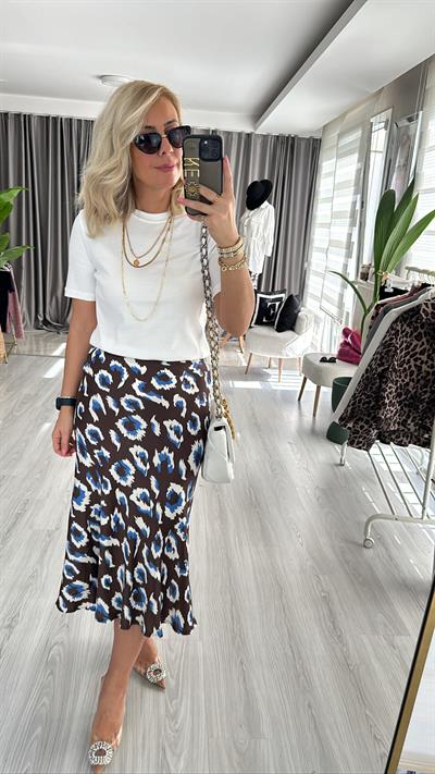 MAVİ KAHVE SATEN ETEK