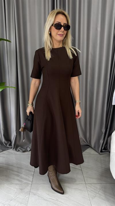 Maxi Boy Acı Kahve Kloş Elbise
