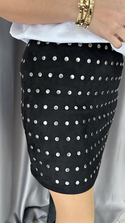 METAL ÇAKIMLI SÜET ETEK