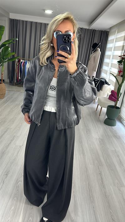 METALİK RENK, ASTARLI, BOMBER CEKET