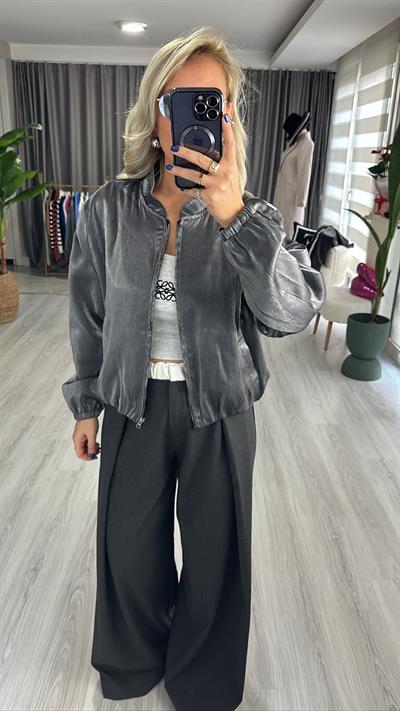 METALİK RENK, ASTARLI, BOMBER CEKET