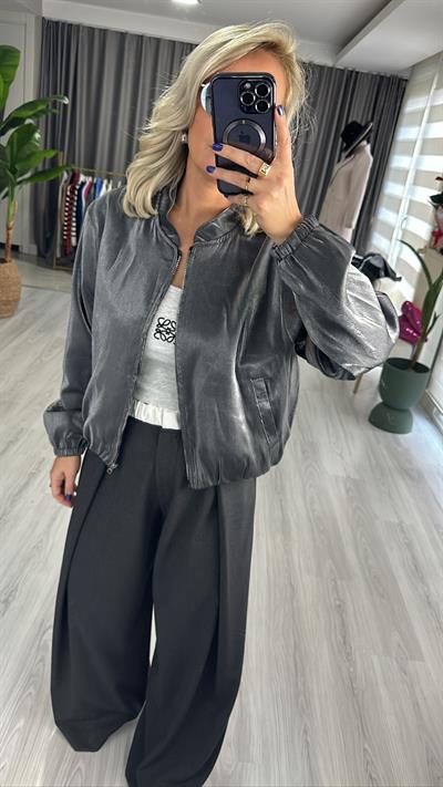 METALİK RENK, ASTARLI, BOMBER CEKET