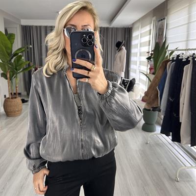 METALİK RENK, ASTARLI, BOMBER CEKET