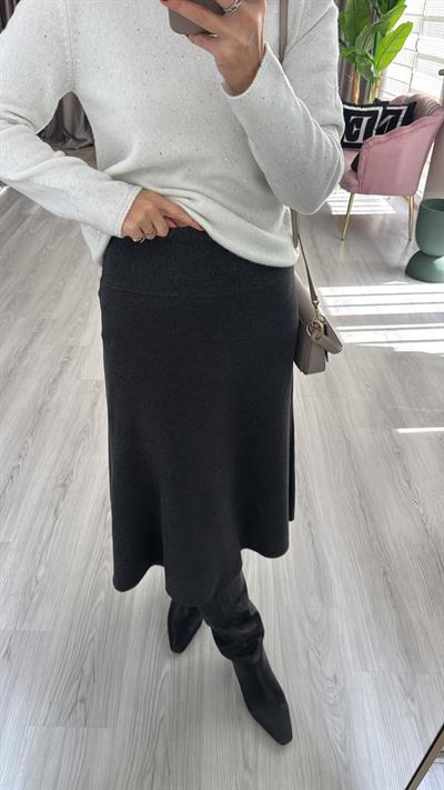 Midi Boy Antrasit Dilvin Triko Etek