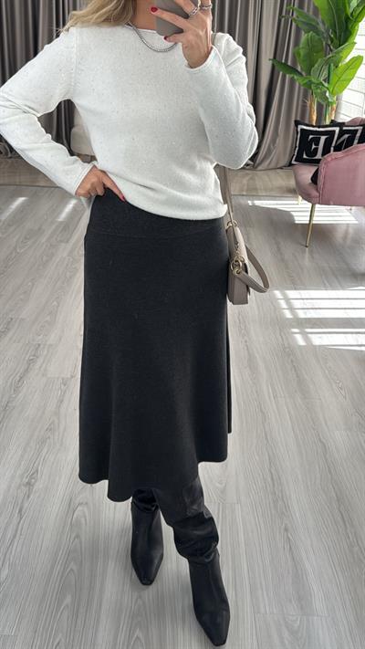 Midi Boy Antrasit Dilvin Triko Etek