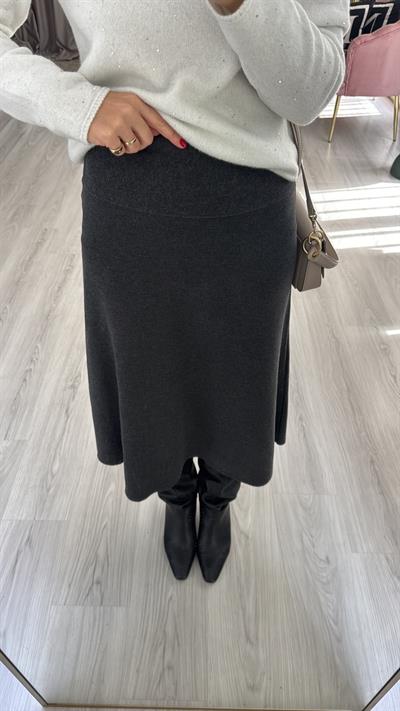 Midi Boy Antrasit Dilvin Triko Etek