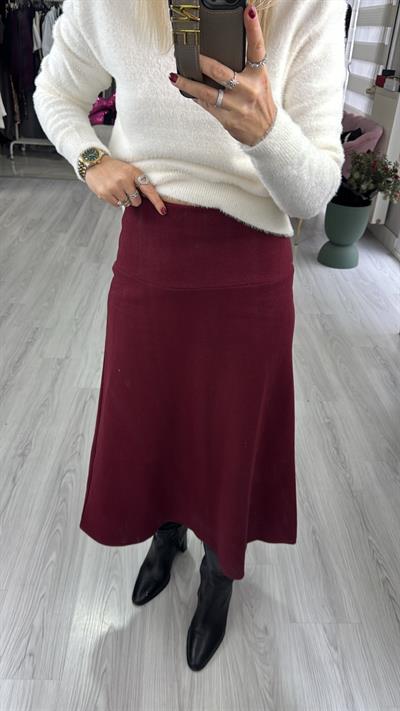 Midi Boy Bordo Triko Etek