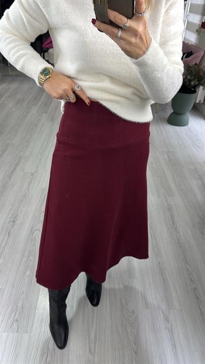 Midi Boy Bordo Triko Etek