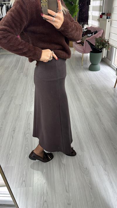 Midi Boy Kahverengi Triko Etek