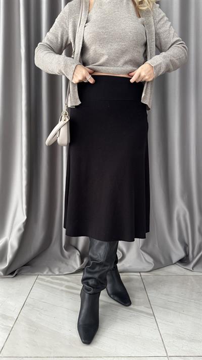 Midi Boy Siyah Dilvin Triko Etek
