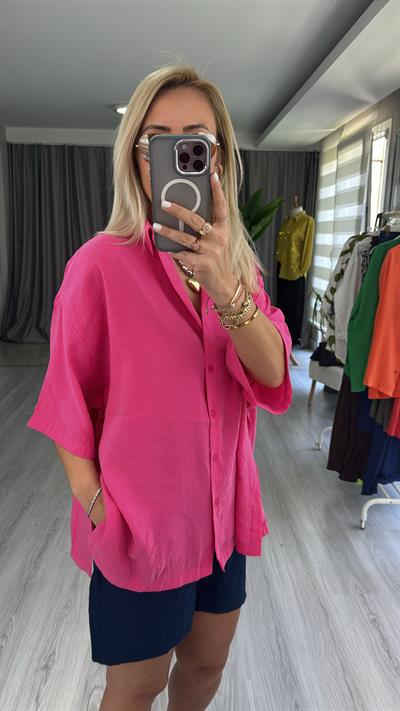 MODAL KUMAŞ TİRİL BASİC PEMBE GÖMLEK