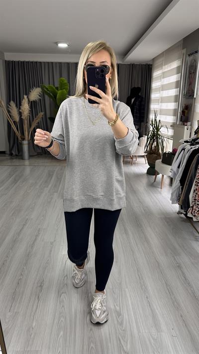 MODAL KUMAŞ YANI YIRTMAÇLI GRİ SWEAT