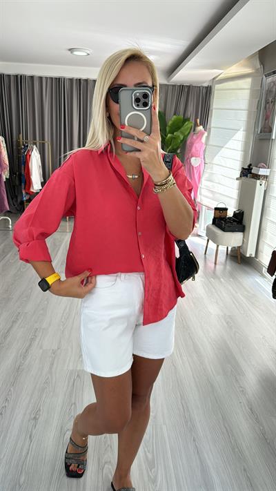 Modal Tencel Mercan Tiril Gömlek