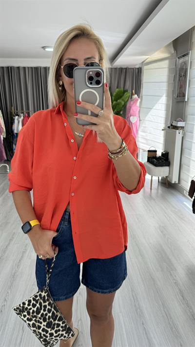 Modal Tencel Oranj Tiril Gömlek
