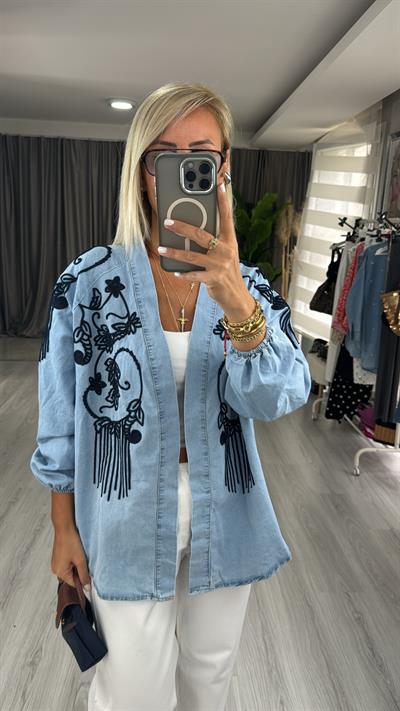 Nakış Detaylı Denim Ceket