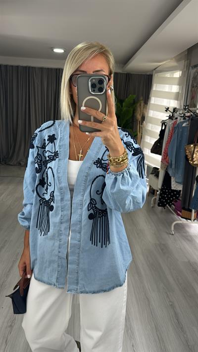 Nakış Detaylı Denim Ceket