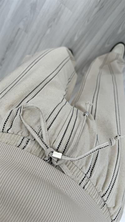 NATUREL, ÇİZGİLİ KETEN PANTOLON